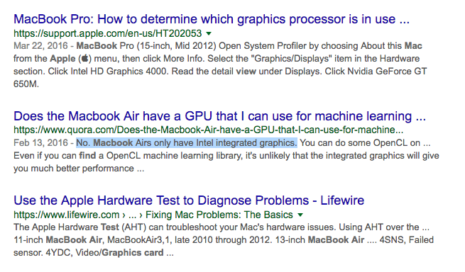 MacBook Airs do NOT have Nvidia GPUs